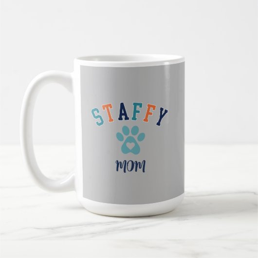 Staffy mam pawprint hart aangepaste tekst retro koffiemok (Links)