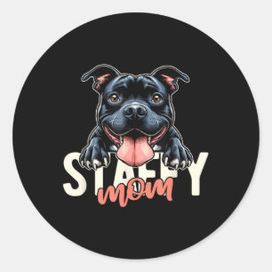 Staffy Mom Staffordshire Bull Terrier Dog Tattoo F Ronde Sticker
