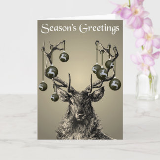 Stag, Antlers, rendier, Baubles, Gothische kerst Kaart