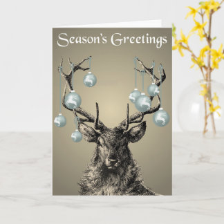 Stag, Antlers, rendier, Baubles, Gothische kerst Kaart