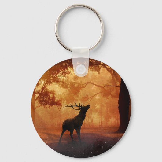 Stag bij zonsondergang sleutelhanger (Voorkant)