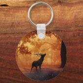 Stag bij zonsondergang sleutelhanger (Voorkant)