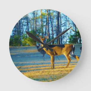 Stag / Buck Deer, Bright Blue Sky Ronde Klok