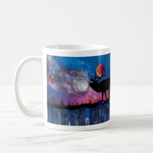 Stag Cradling Autumn Moon in Antlers Mystische Mok