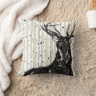 Stag Deer et Damask Birger Tree Coussin