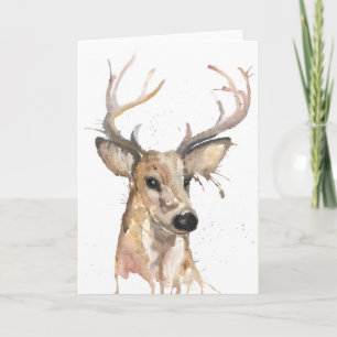 Stag Deer Waterverf Card Feestdagen Kaart