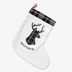 Stag Head op zwart-wit plaid Grote Kerstsok