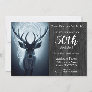 Stag Hunting Theme 50th Birthday Party Invitation Kaart