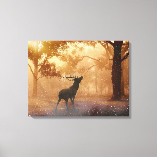 Stag in Bos Canvas Afdruk (Voorkant)