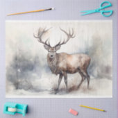 Stag in Sneeuw 1 Decoupage Papier (Craft)