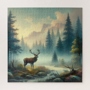 Stag olieverfschilderij Puzzel