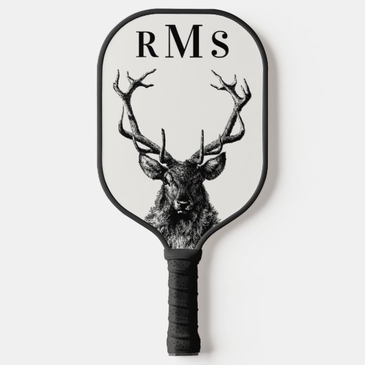 Stag Reindeer Rustic Monogram Pickleball Paddle (Voorkant)