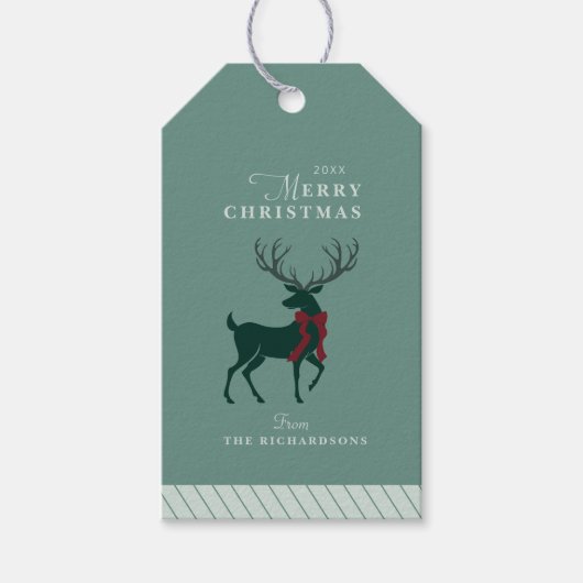Stag Rendier Gepersonaliseerde Kerstcadeau Label Cadeaulabel (Voorkant)