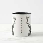 Stag Rendier Rustiek Zwart & Wit Mok (Midden)
