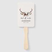Stag rustic botanical bruiloft mr. and mrs script handwaaier (Voorkant)