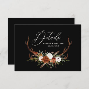 Stag terracotta Black florale elegant bruiloft Save The Date