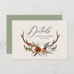 Stag terracotta roest florale elegant bruiloft save the date