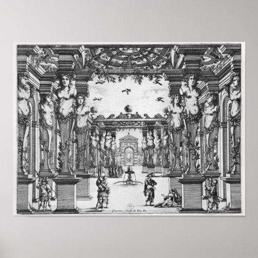 Stage design door Giacomo Torelli voor 'Mirame' Poster (Voorkant)