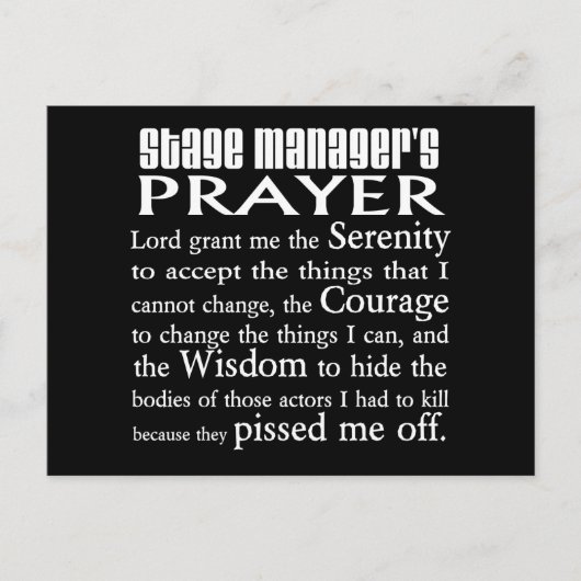 Stage Manager Briefkaart (Voorkant)