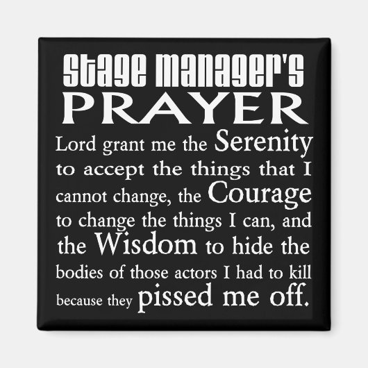 Stage Manager's gebedje Magneet (Voorkant)