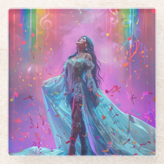 Stage Queen digitale kunst Glazen Onderzetter (Voorkant)