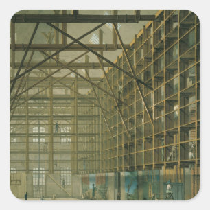 Stage Set Workshop van de Opera van Parijs, c.1800 Vierkante Sticker