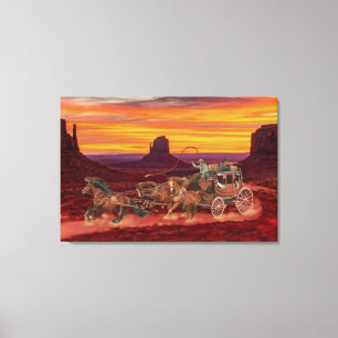 STAGECOACH COWBOYS CANVAS AFDRUK