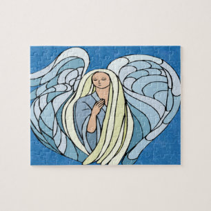 Stain Glass Blue Angel Legpuzzel