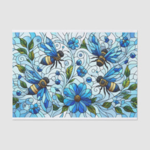Stain Glass Charming Bijen Blauw Tissuepapier