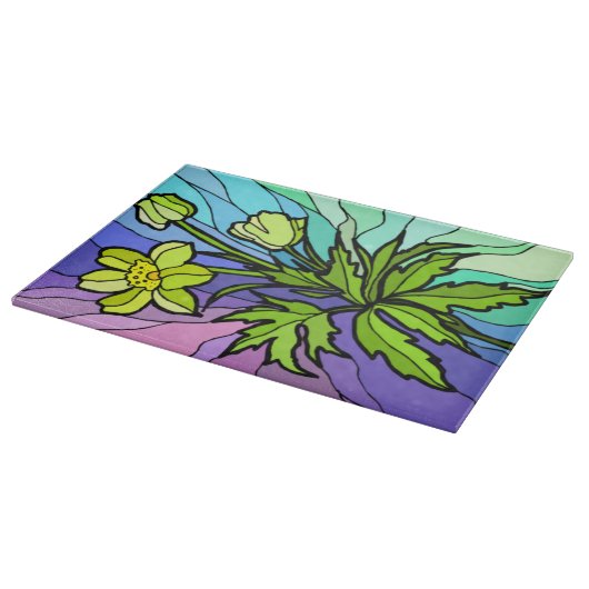 Stain Glass Daisies Cutting Board Snijplank (Hoek)