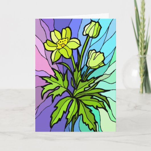 Stain Glass Daisy Card Kaart (Voorkant)
