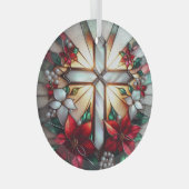Stain Glass Moeder van Pearl Cross Glas Ornament (Voorkant Rechts)