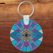 Stain Glass Ray Blue en Paars Sleutelhanger (Voorkant)