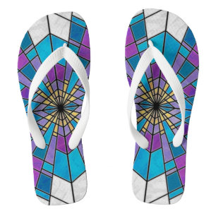 Stain Glass Ray Blue en Paars Teenslippers