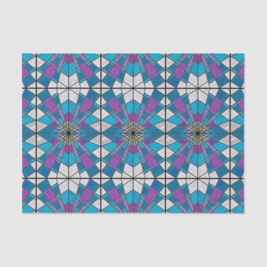 Stain Glass Ray Blue en Paars Tissuepapier (Voorkant)