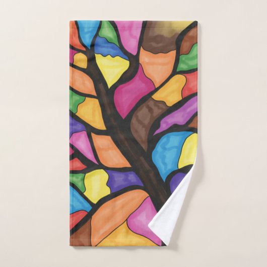 Stain glass tree art  handdoek (Handdoek)
