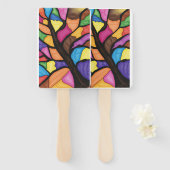 Stain glass tree art  handwaaier (Voorkant en achterkant)