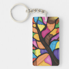 Stain glass tree art sleutelhanger