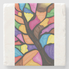 Stain glass tree art  stenen onderzetter