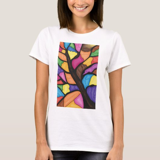 Stain glass tree art t-shirt (Voorkant)