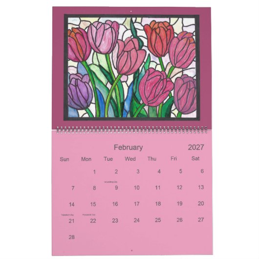 Stained Glass Art Calendar Kalender (Feb 2027)