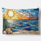 Stained Glass Beach Sunset Accessory Pouch Etui (Achterkant)