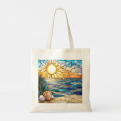 Stained Glass Beach Sunset Tote Bag (Achterkant)