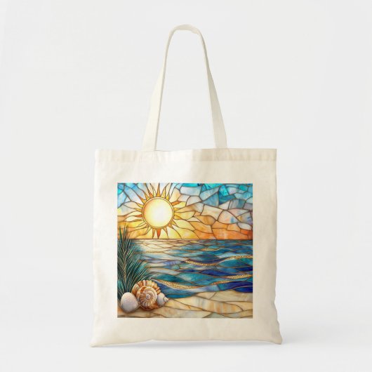 Stained Glass Beach Sunset Tote Bag (Voorkant)