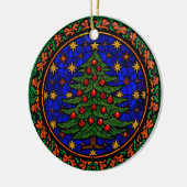 Stained Glass Blue Night Christmas Tree Keramisch Ornament (Links)