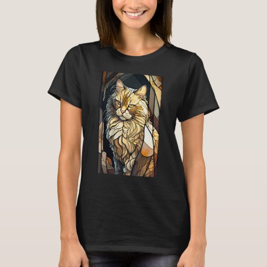 Stained Glass Buff Cat T-shirt (Voorkant)