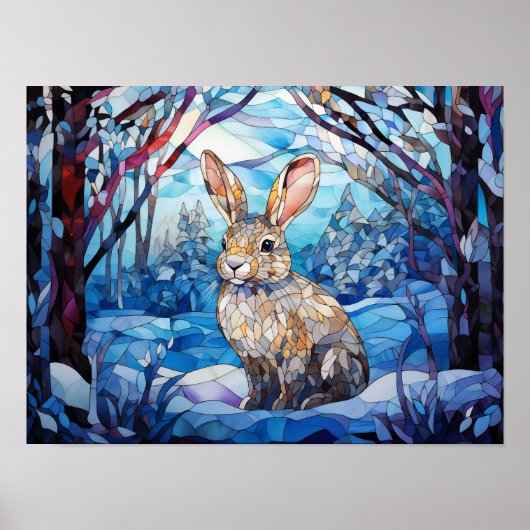 Stained Glass Bunny Poster (Voorkant)