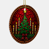 Stained Glass Christmas Tree & Candles Keramisch Ornament (Rechts)