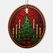 Stained Glass Christmas Tree & Candles Keramisch Ornament (Links)