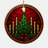 Stained Glass Christmas Tree & Candles Keramisch Ornament (Achterkant)